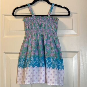 Handmade Floral and Polka Dot Sundress Kids Size Approximately 3T Not Tag